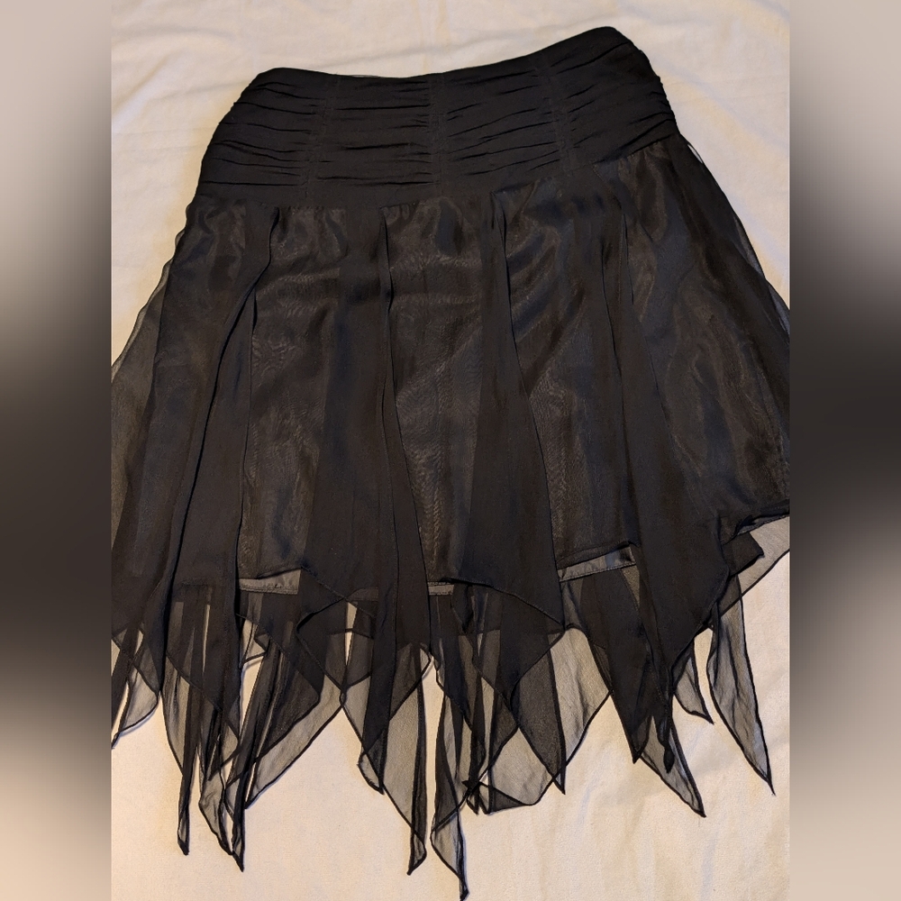 Vintage ICE Silk Asymmetrical Handkerchief Hem Skirt Fairy Grunge Goth SZ10 Y2K